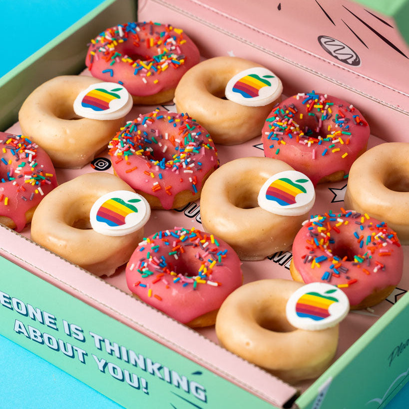 Custom Brandbox XL - 60 Mini-Donuts mit Logo und Firmenfarben (VG)